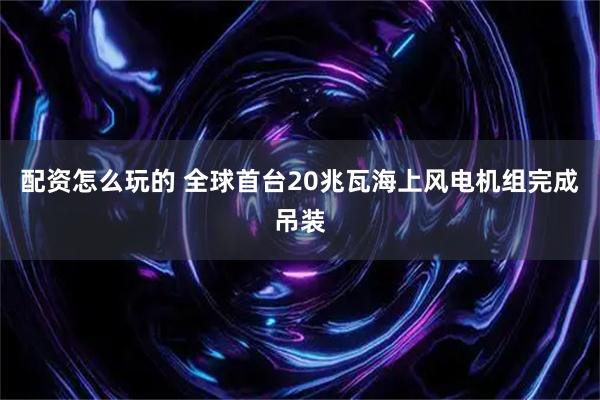 配资怎么玩的 全球首台20兆瓦海上风电机组完成吊装